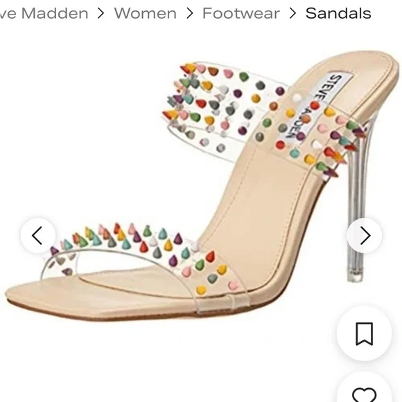 Steve Madden Nude Clear Slide Heels with Multicolor Studs - Picture 1 of 3